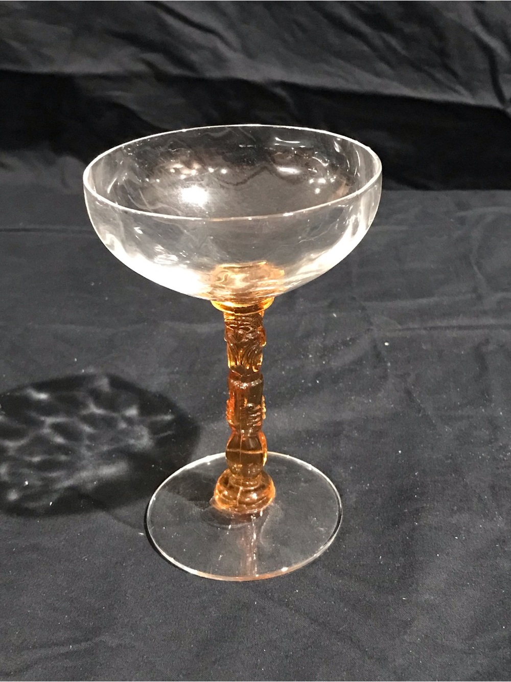 Amber Stem Crystal Coupe Glass - Decorative Home Art